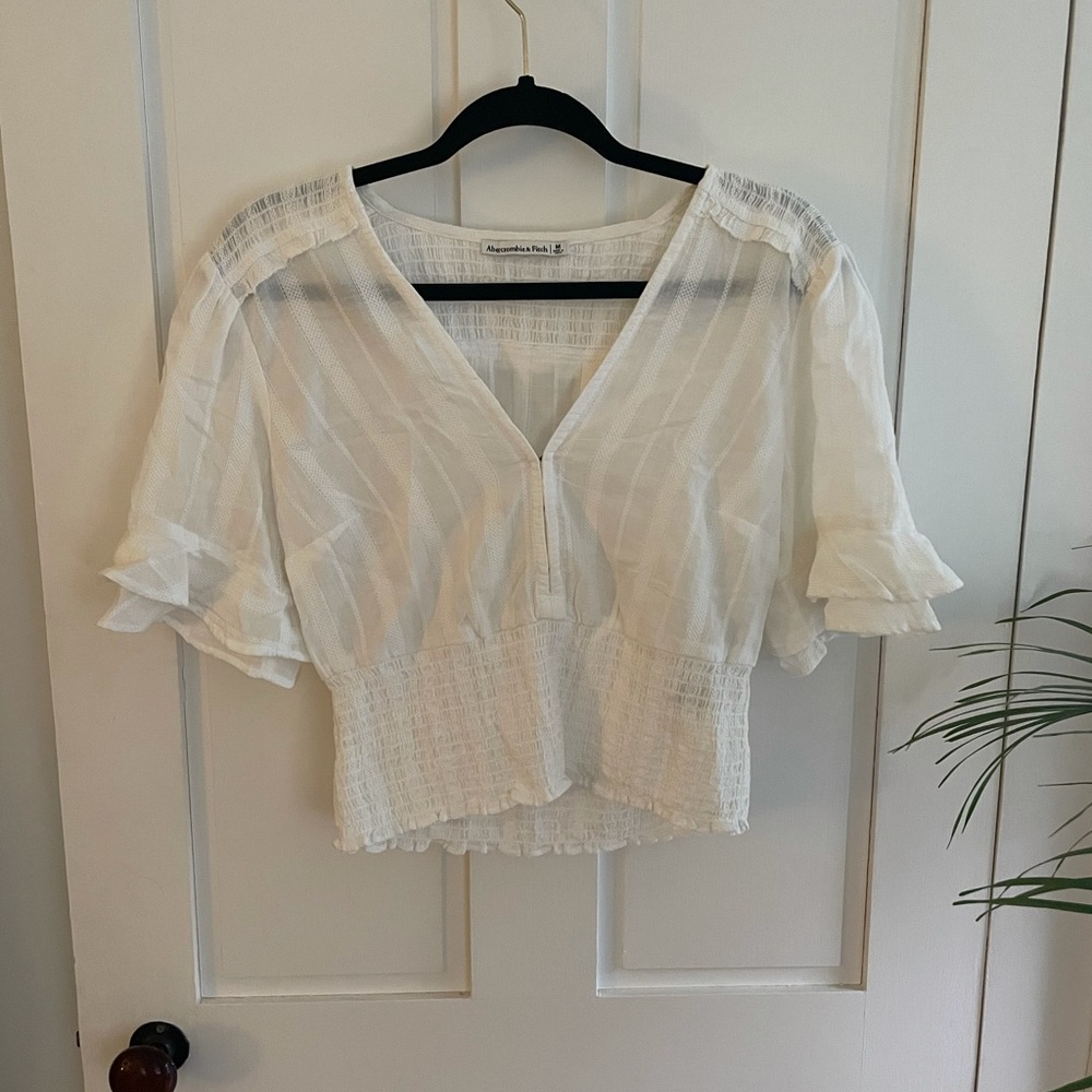 Abercrombie ruffle sleeve smocked waist blouse